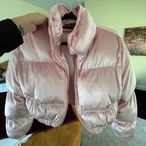 Rose Gold Cropped Winter Puffer
